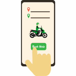 Grab and Uber app icons for easy transportation booking in Bali, essential for travelers.