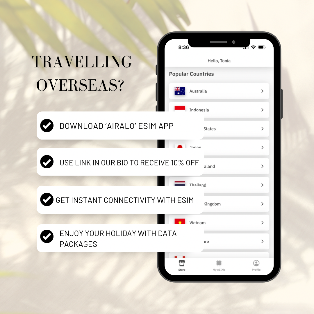 A traveler using a smartphone with eSIM technology while exploring a scenic destination