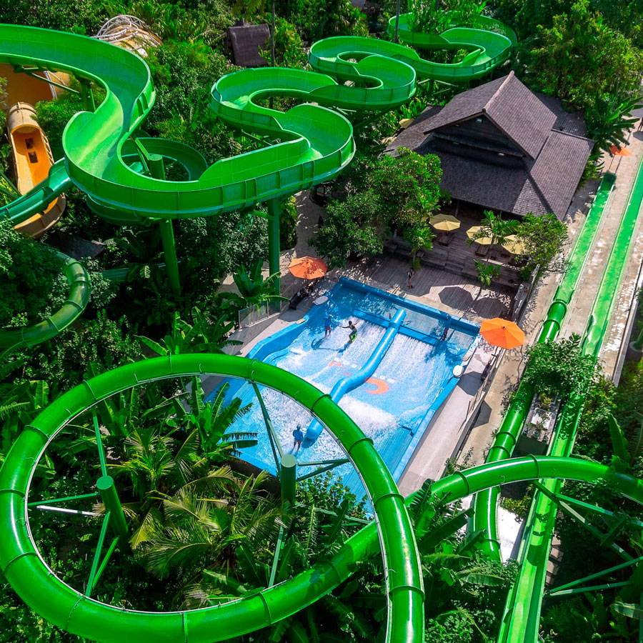 Get ready for an exhilarating day at Waterbom Park in Bali with this exciting photo! Featuring thrilling water slides, lazy rivers, and lush tropical landscapes, this water park promises endless fun for the whole family. Whether you're racing down high-speed slides or relaxing in the wave pool, Waterbom Park offers a perfect blend of adventure and relaxation. This moment captures the joy and laughter shared as we enjoy the sun and splashes, making unforgettable memories in one of Bali's top attractions. It's a vibrant reminder of the joy of family bonding in a tropical paradise!